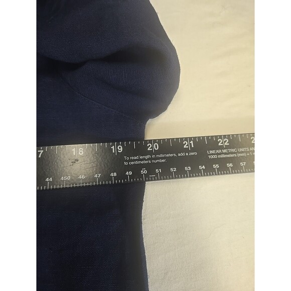 Tommy Bahama Women's Navy Linen St Lucia Boyfriend Shirt Size Small Roll Tab Raw - Picture 11 of 12